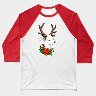 Elegant Christmas Reindeer Illustration Baseball T-Shirt